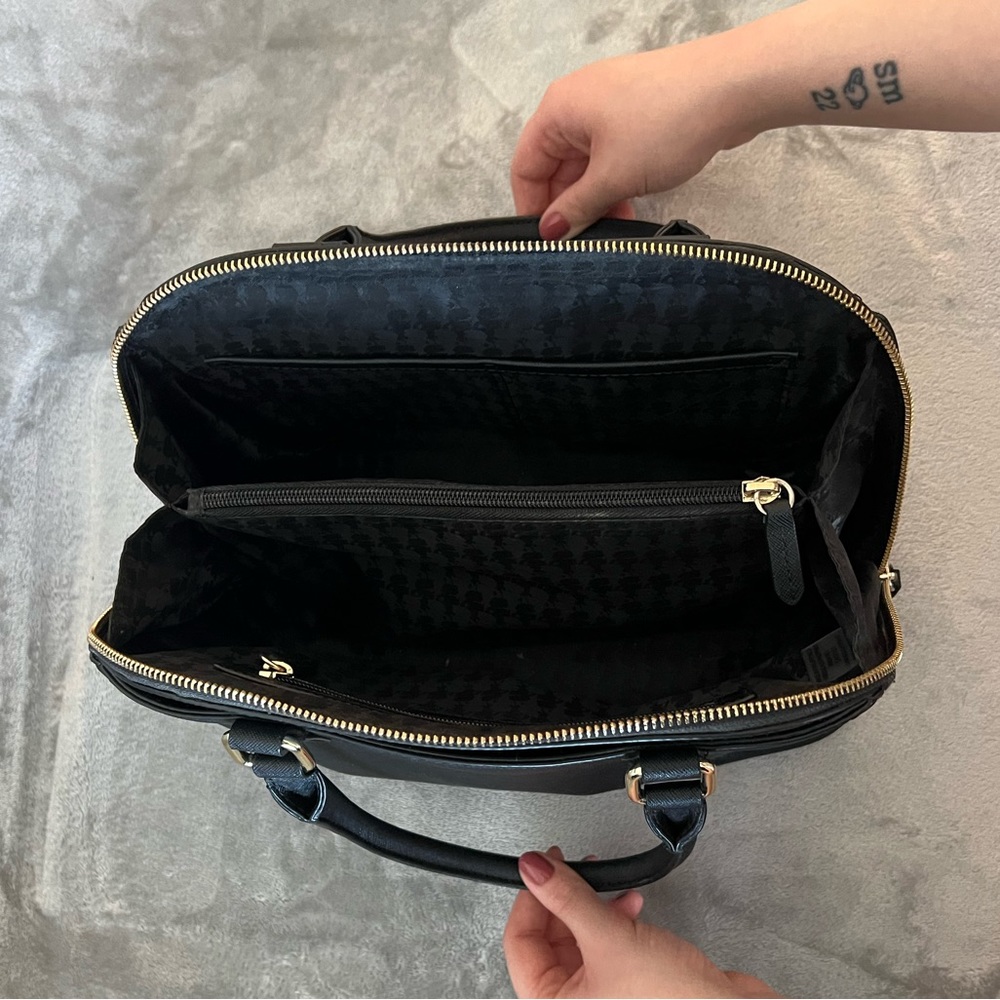 Karl Lagerfeld Paris Dome Black Satchel Purse - Picture 3 of 6